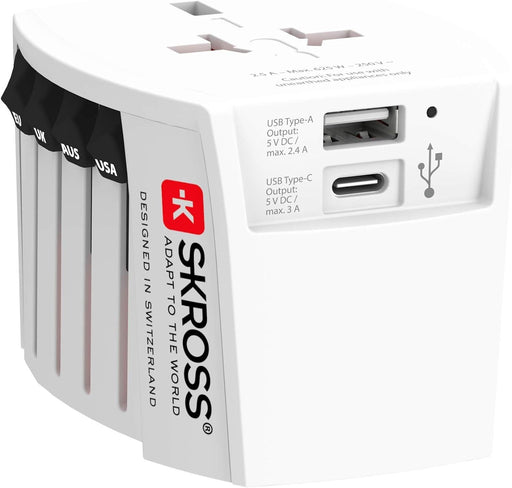 Adapter SKROSS PRO MUV USB-A USB-C 1.302962 World White - Аксесоари за контакти<<<Продукти за дома<<<ValiAPI