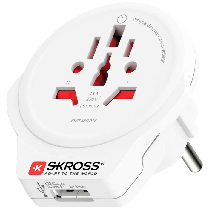 Adapter SKROSS World to Europe 1500266 USB White - Аксесоари за контакти<<<Продукти за дома<<<ValiAPI