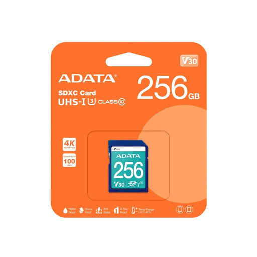 ADATA 256GB SDXC UHS-I U3 V30S - Flash медии<<<ADATA памети и аксесоари<<<ADATA<<<PolyComp&&&SecureDigital flash