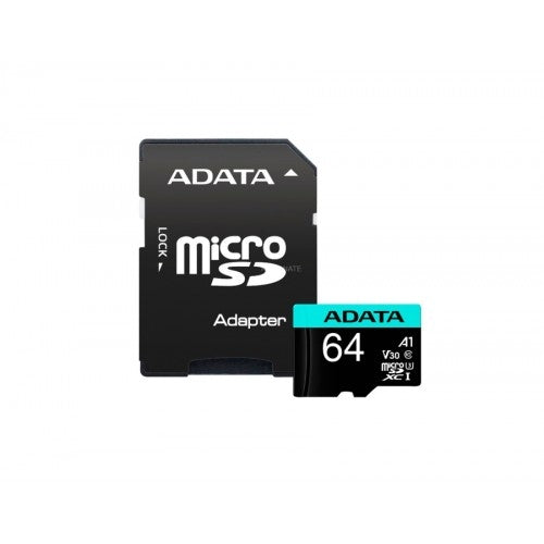 ADATA 64GB MicroSDXC UHS-I U3 V30S (with adapter) - Flash медии<<<ADATA памети и