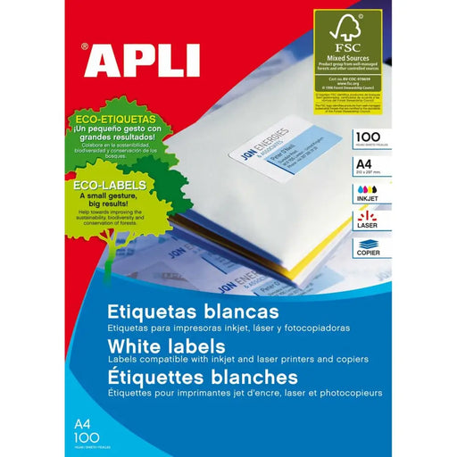 Adhesive labels Apli 1273 100 Sheets 70 x 37 mm White - Електроника Периферни и резервни части<<<Компютри|