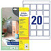 Adhesive labels Avery White 25 Sheets 45 x 45 mm - Електроника Периферни и резервни части<<<Компютри|