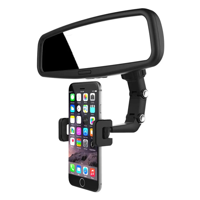 Adjustable car rearview mirror holder for smartphone black - Cell phone holders<<<HurtelXML