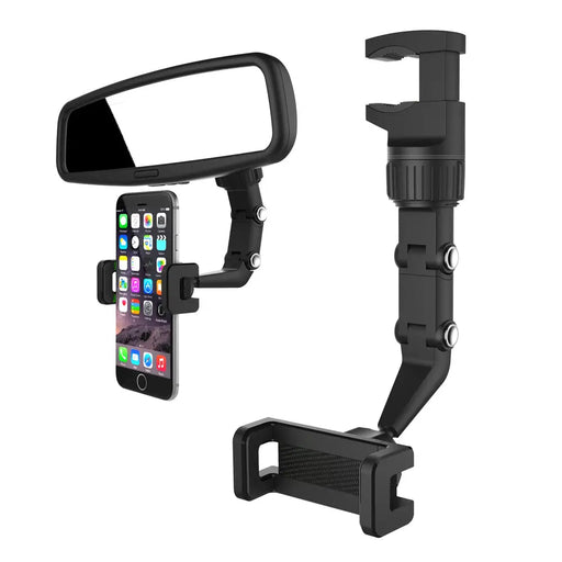 Adjustable car rearview mirror holder for smartphone black - Cell phone holders<<<HurtelXML