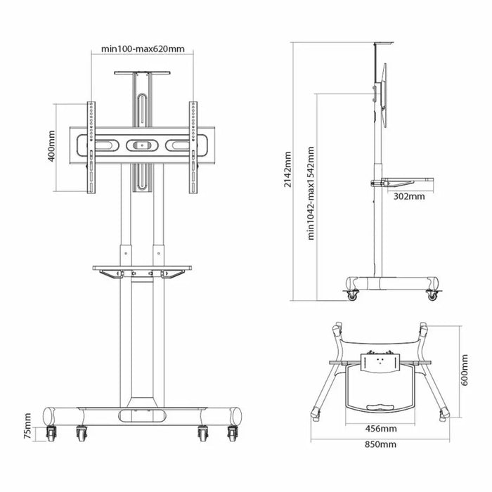 Adjustable support Neomounts NM-M1700BLACK 32’’ 75’’ Portable - Електроника Периферни и резервни части<<<Компютри|