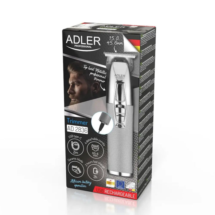 Adler AD 2836S beard trimmer Battery 4 6 mm Silver - Hair clippersAGD-STR<<<Home Appliance - ProductsAGD<<<ActionPL
