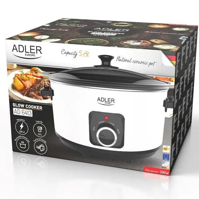 Adler AD 6413W Slow cooker 5.8 l White - Slow CookersAGD-WON<<<Home Appliance - ProductsAGD<<<ActionPL