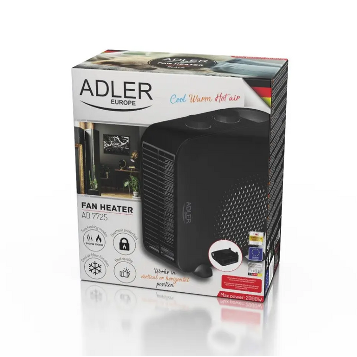 ADLER AD 7725B THERMO FAN BLACK - Fan heatersAGD-TER<<<Home Appliance - ProductsAGD<<<ActionPL