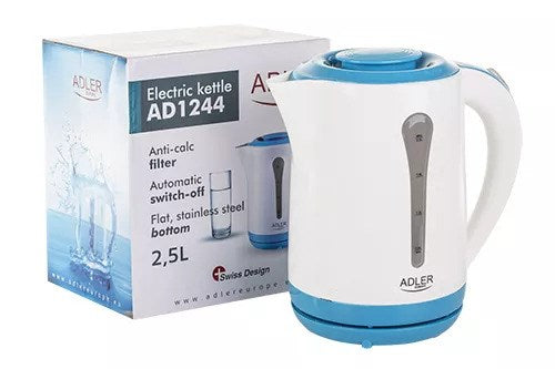 Adler AD 1244 electric kettle 2.5 L 2200 W white and blue