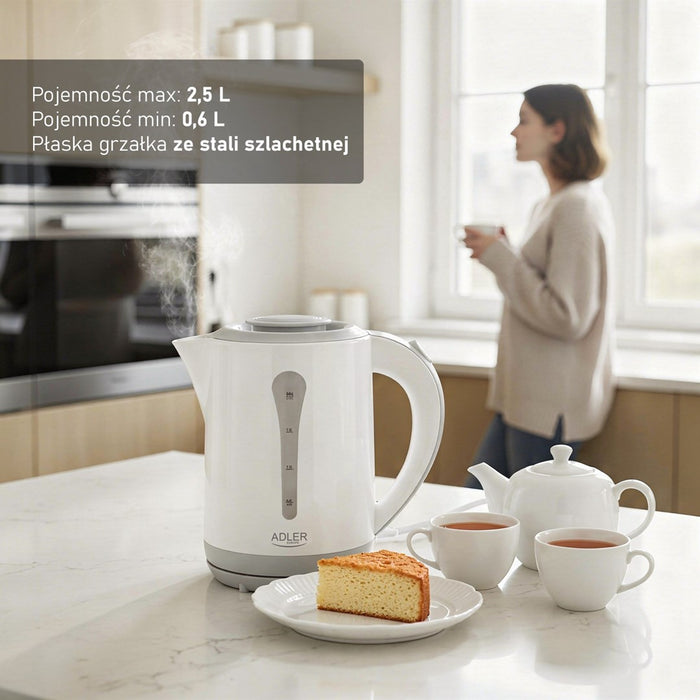Adler AD 1244 electric kettle 2.5 L 2200 W White