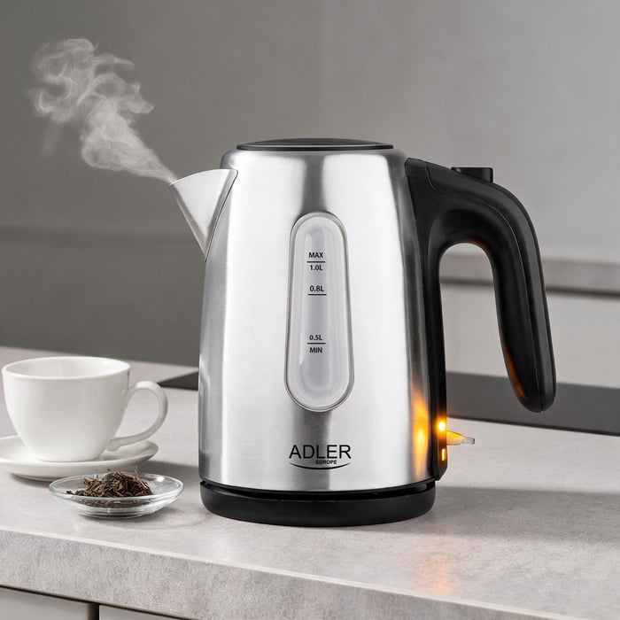 Adler AD 1273 electric kettle 1 L 1200 W Black, Hazelnut, Stainless steel