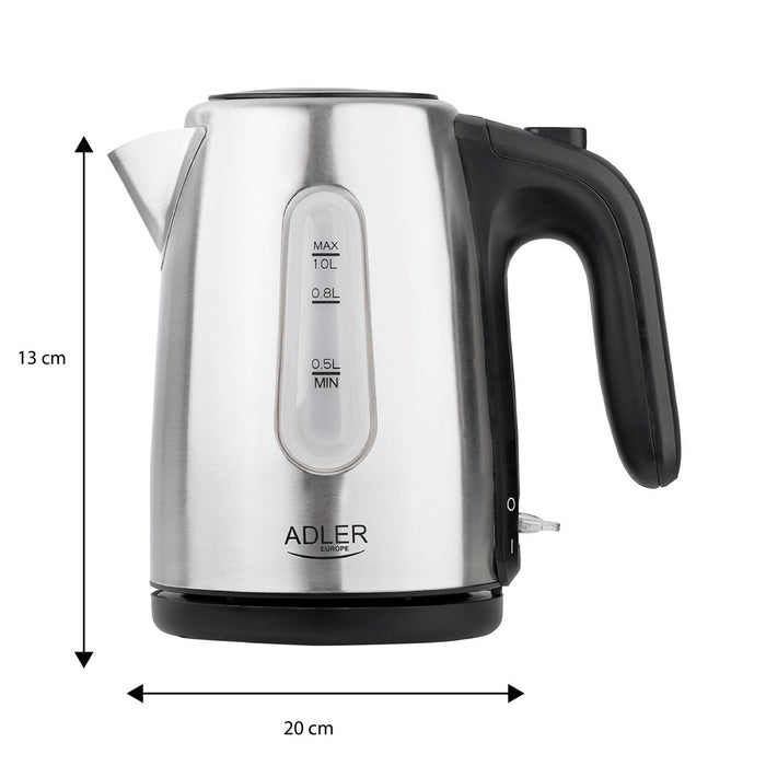 Adler AD 1273 electric kettle 1 L 1200 W Black, Hazelnut, Stainless steel