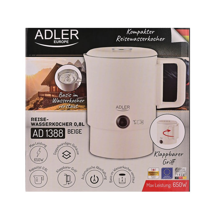 Electric kettle ADLER AD 1388b tourist 0.8 L 650 W Beige