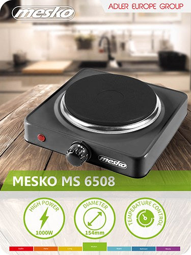 Mesko Home MS 6508 hob Black Countertop Sealed plate 1 zone(s)