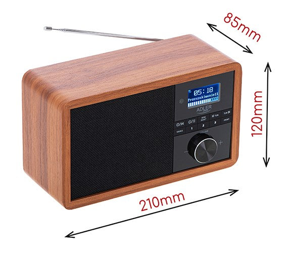 Adler AD 1184 radio Portable Digital Black, Wood