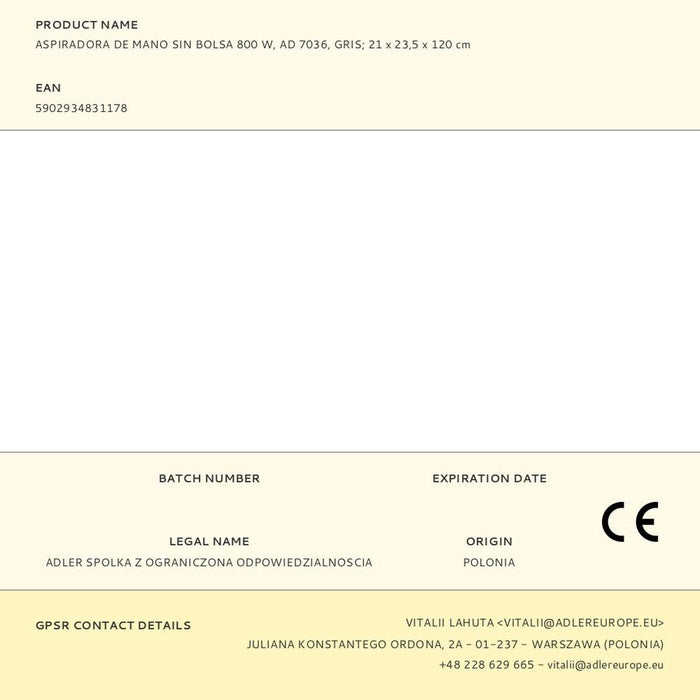 Stick Vacuum Cleaner Adler AD 7036