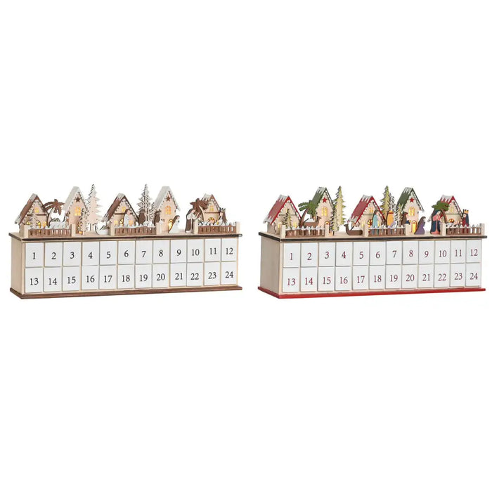 Advent Calendar DKD Home Decor Wood 45 x 11 x 23 cm (2 Units) - Декорация и Осветление<<<Дом Градина<<<BigBuy&&&Коледни
