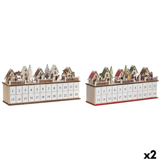 Advent Calendar DKD Home Decor Wood 45 x 11 x 23 cm (2 Units) - Декорация и Осветление<<<Дом Градина<<<BigBuy&&&Коледни