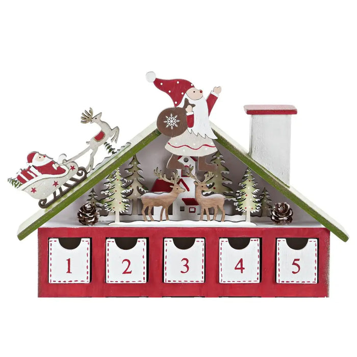 Advent Calendar DKD Home Decor Wood House (27 x 7 x 40 cm) (2 Units) - Декорация и Осветление<<<Дом