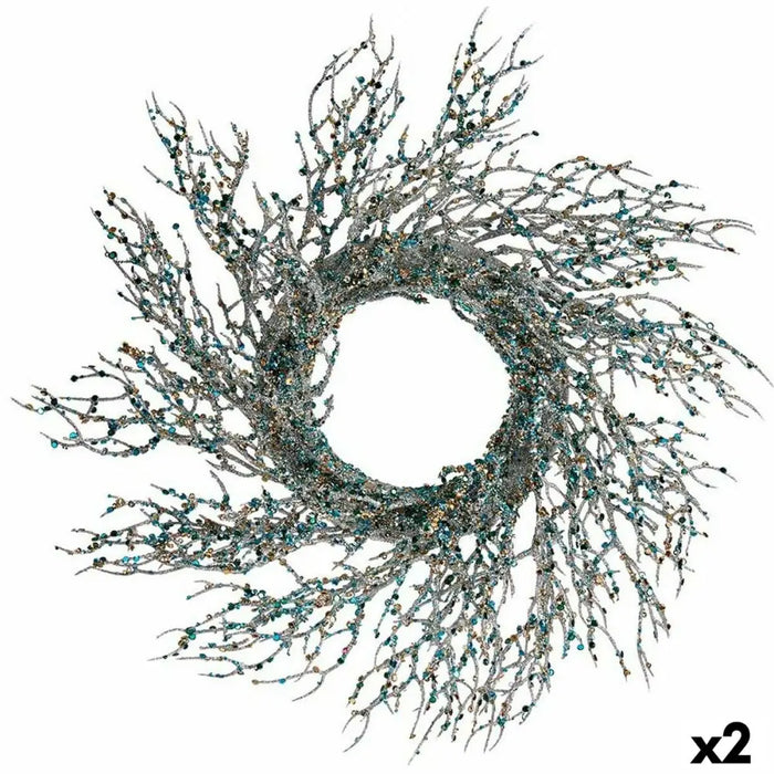 Advent wreathe Krist+ Blue Golden Plastic Branch 50 x 10 x 50 cm (2 Units) - Декорация и Осветление<<<Дом