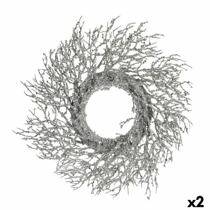 Advent wreathe Krist+ Silver Plastic Branch 50 x 10 x 50 cm (2 Units) - Декорация и Осветление<<<Дом