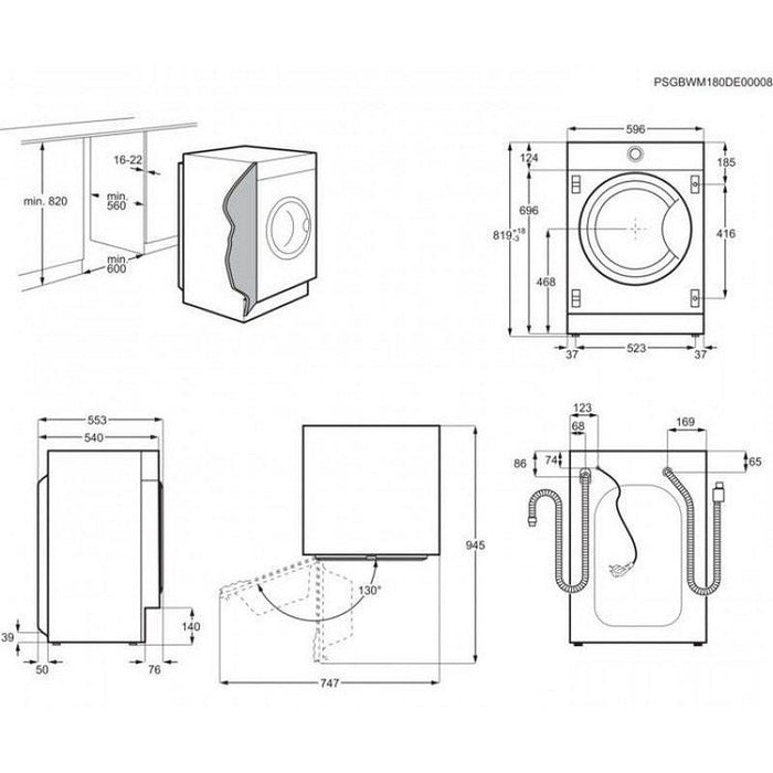 AEG L7WBE68SI built-in washer dryer, 8/4 kg, 1600 rpm.