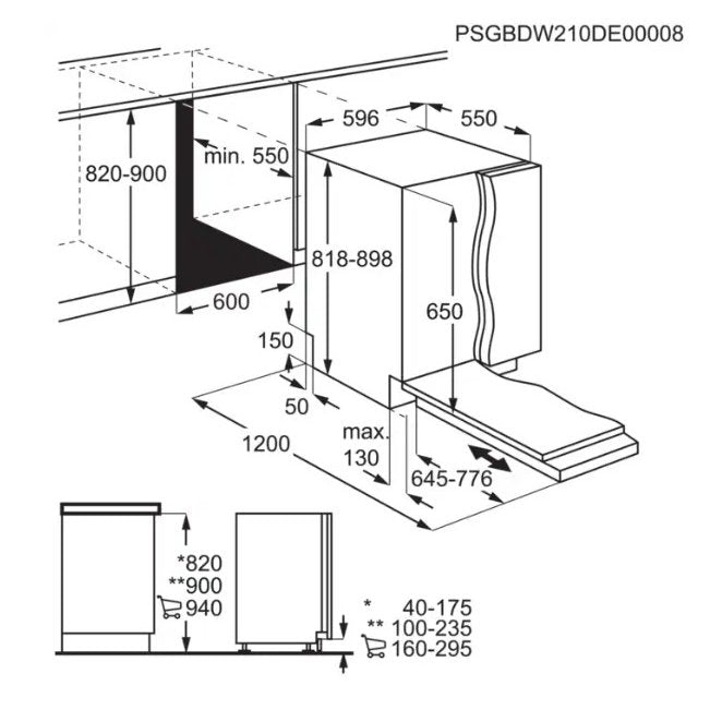 Built-in dishwasher AEG NG62IC20SK, 14 place settings, C