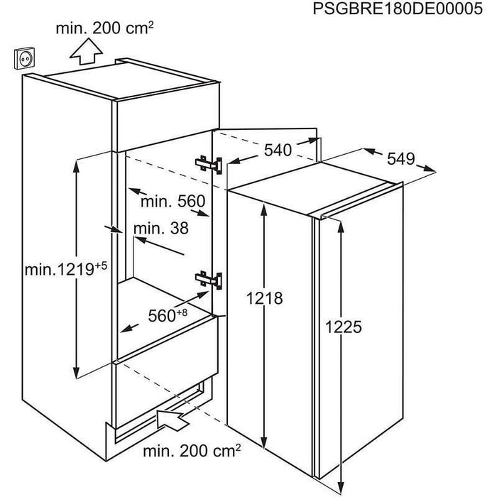 Built-in refrigerator AEG NSF5O121ES, 188 l, E, Yes, Static