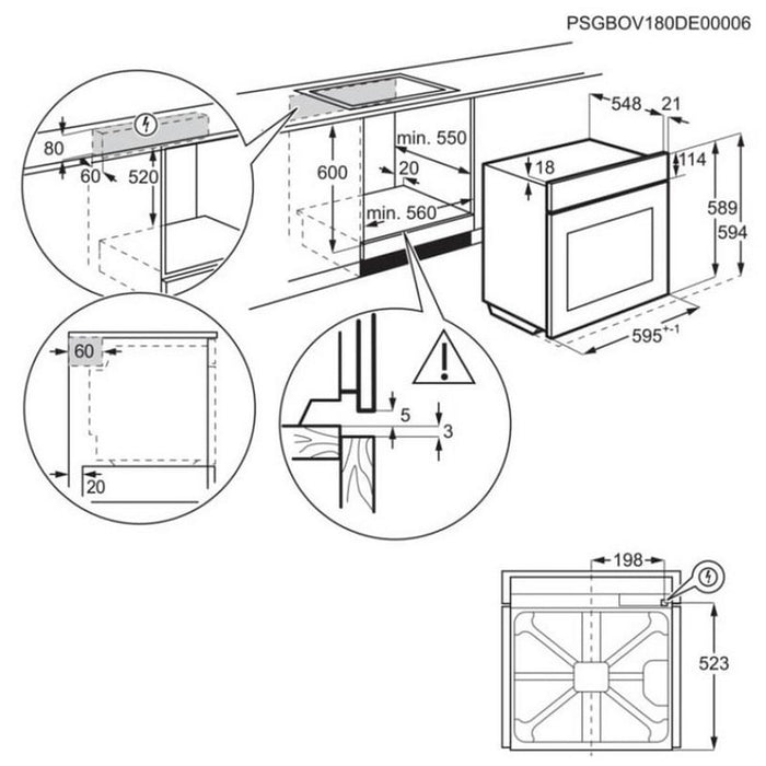 Built-in oven AEG OA5AB21SM. , 72 , Push buttons , A+ , Water cleaning