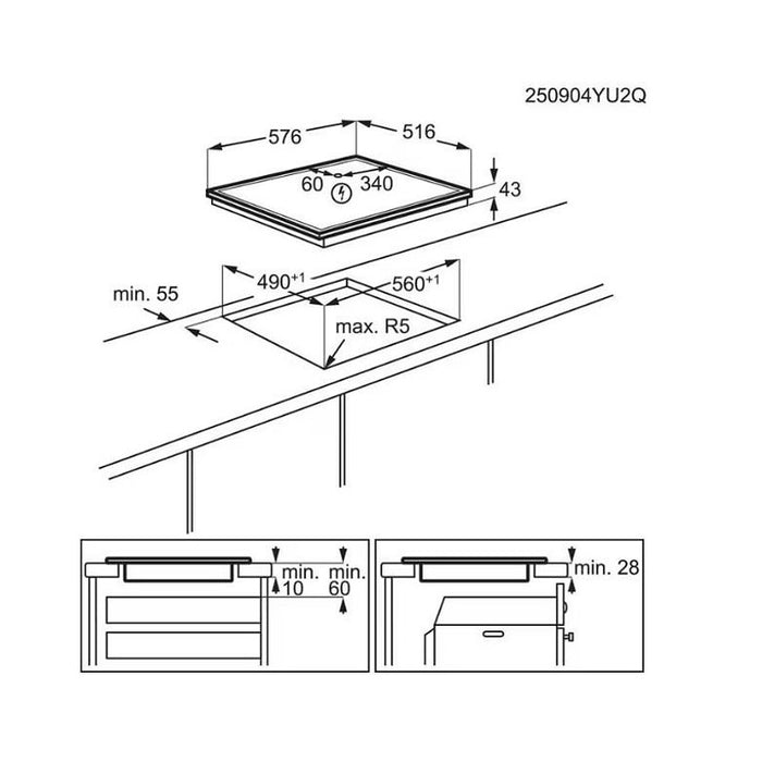 Built-in ceramic hob AEG ORN64A02XB, Electric