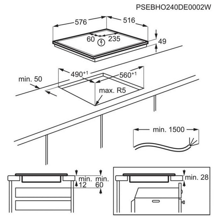 Built-in ceramic hob AEG TO64IA0FXB, Induction