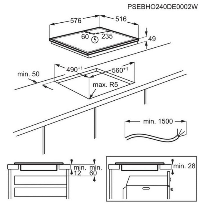 Built-in ceramic hob AEG TO64IA0FXB, Induction
