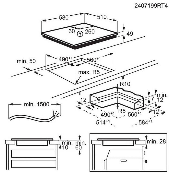 Built-in ceramic hob AEG TO64IB00IB (ST), Induction