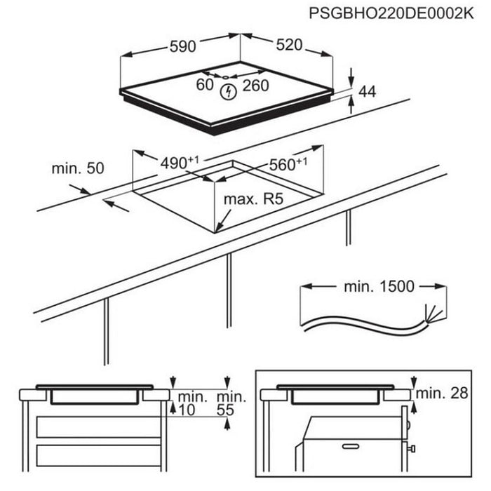 Built-in hob AEG TO64IM00FB, MultipleBridge 60 cm, induction