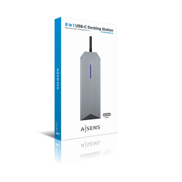 USB Hub Aisens ASUC-8P004-GR 4K Ultra HD Black Grey