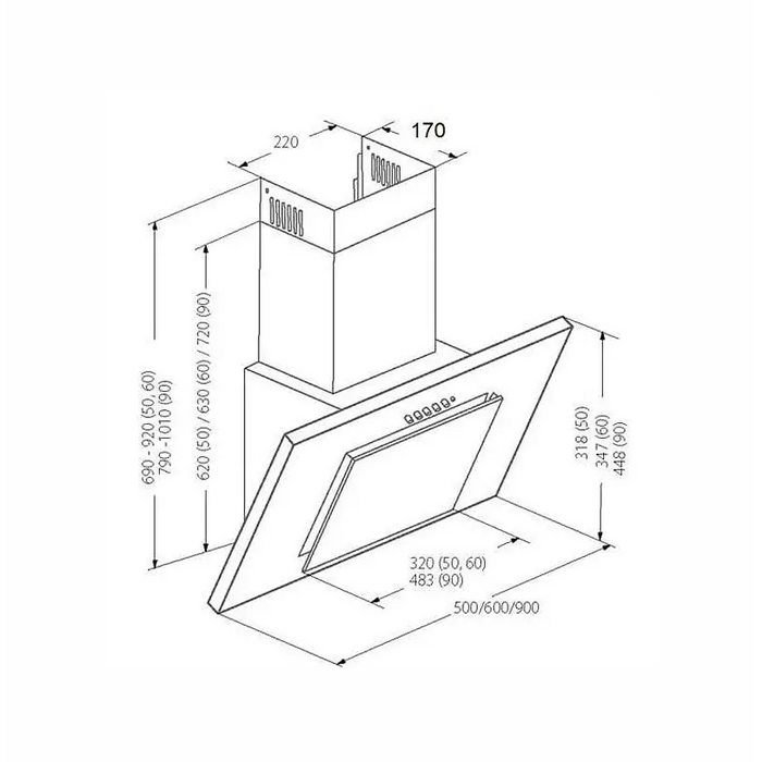 AKPO WK-4 NERO 2.0 60 GRAY/ BLACK GLASS T300 Linear LED/Controller Hood - Cooker hoodsAGD-OKA<<<Home Appliance