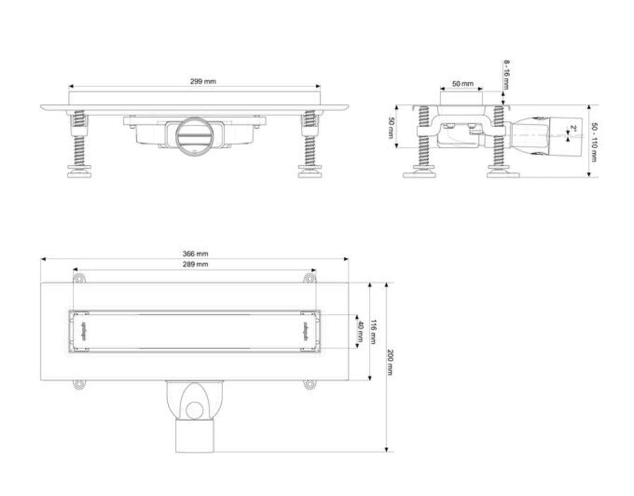 LINEAR SIPHON VENISIO SLIM 2 FACE 30 CM