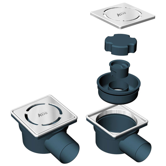FLOOR SIPHON HORN 100X100 SIDE OUTLET AKVO 3000-50-2