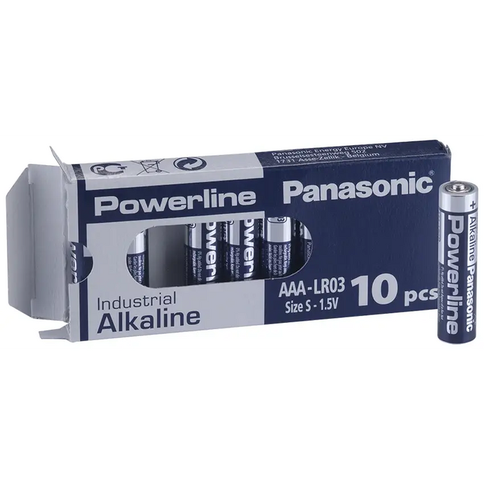 Alkaline batteries industrial LR03 AAA 1.5V 10PK INDUSTRIAL Powerline PANASONIC - Батерии<<<Батерии и зарядни