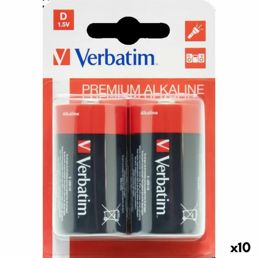 Alkaline Batteries Verbatim LR20 1,5 V (10 Units) - Електроника Батерии<<<Компютри| Електроника<<<BigBuy&&&Алкални