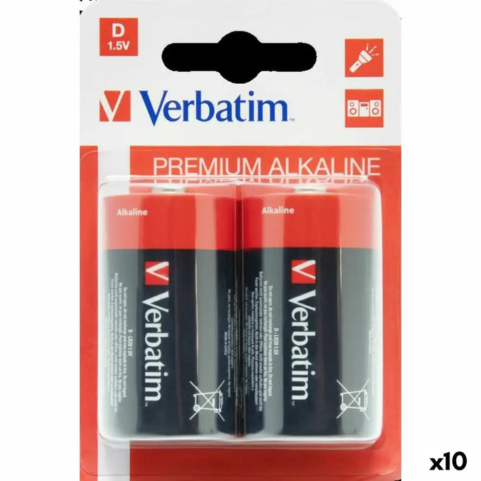 Alkaline Batteries Verbatim LR20 1,5 V (10 Units) - Електроника Батерии<<<Компютри| Електроника<<<BigBuy&&&Алкални