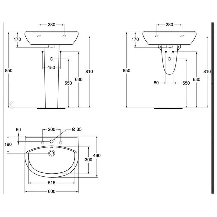 ALPHA IDEALSTANDARD WASHBASIN R027401 - Умивалници и конзоли<<<Санитарна керамика и аксесоари<<<Баня<<<Praktiker