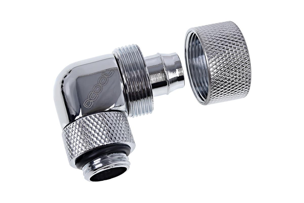 Alphacool Eiszapfen fitting, Extension, 90°, 16/10mm, G1/4, Silver