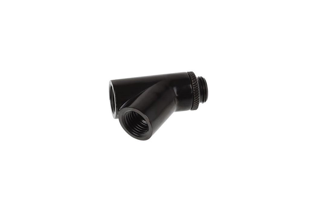 Y-connector Alphacool Eiszapfen, Swivel, 45°, G1/4 male to 2 x G1/4 female thread, Matt black