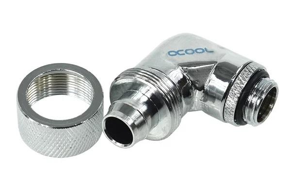 Alphacool Compression Fitting, 16/10 - G1/4, 90°, Swivel, Chrome