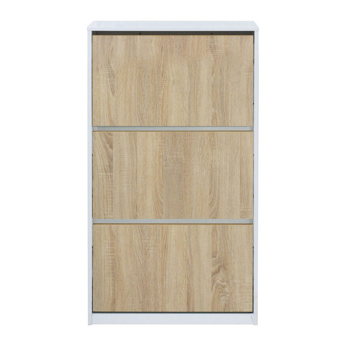 SHOE CABINET WITH 3 DOORS WHITE GLOSS+SONOMA 64X26X121 CM. ALPI
