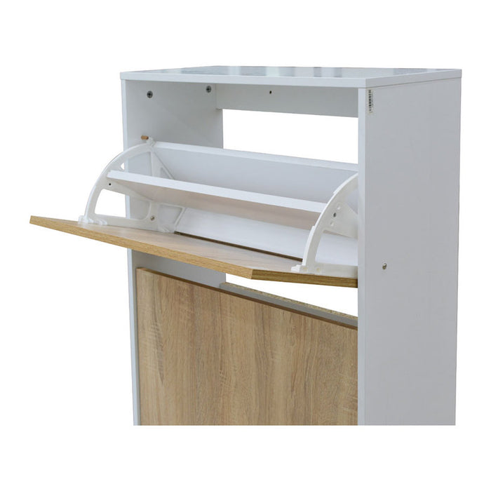SHOE CABINET WITH 3 DOORS WHITE GLOSS+SONOMA 64X26X121 CM. ALPI
