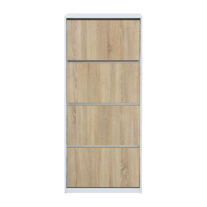 SHOE CABINET WITH 4 DOORS WHITE GLOSS+SONOMA 64X26X159 CM. ALPI