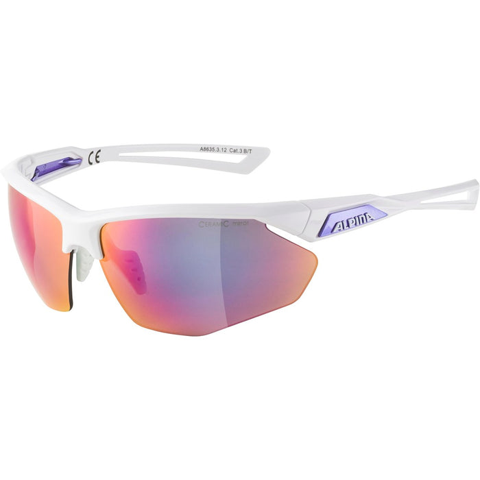 ALPINA Cycling Glasses NYLOS HR White‑Purple Purple Mirror Lens Cat.3
