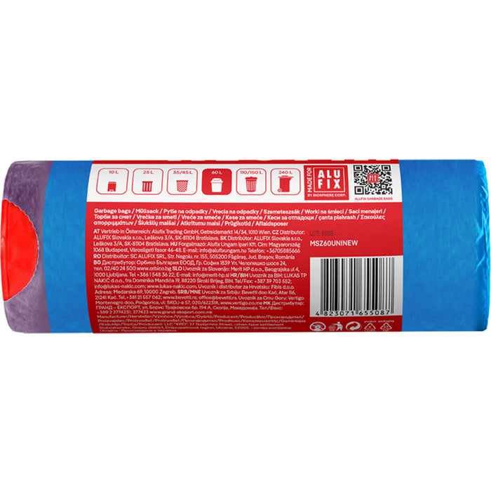 GARBAGE BAGS 60L 15PCS LDPE ALUFIX PREMIUM